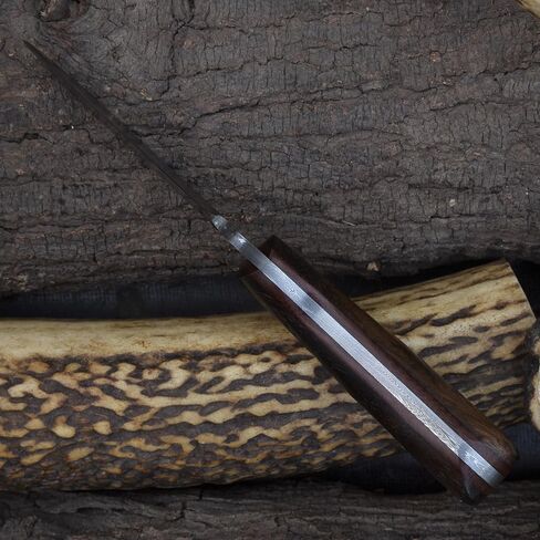 Knives Ranch Handmade Fixed Blade EDC Utility Knife - Full Tang Hunting Knife - Rosewood Handle - Horizontal Scout Carry Sheath (Snug Fit) in Saudi Arabia