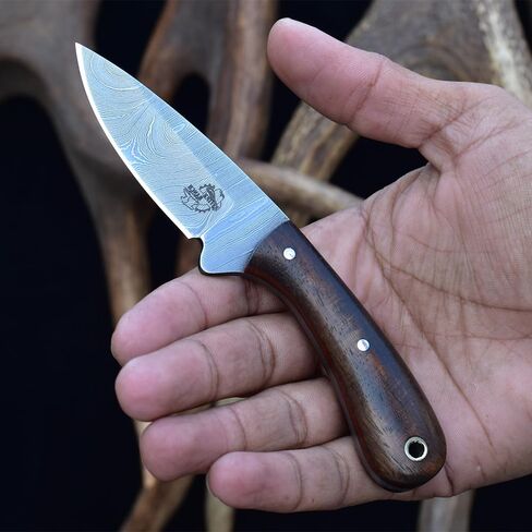 Knives Ranch Handmade Fixed Blade EDC Utility Knife - Full Tang Hunting Knife - Rosewood Handle - Horizontal Scout Carry Sheath (Snug Fit) in Saudi Arabia
