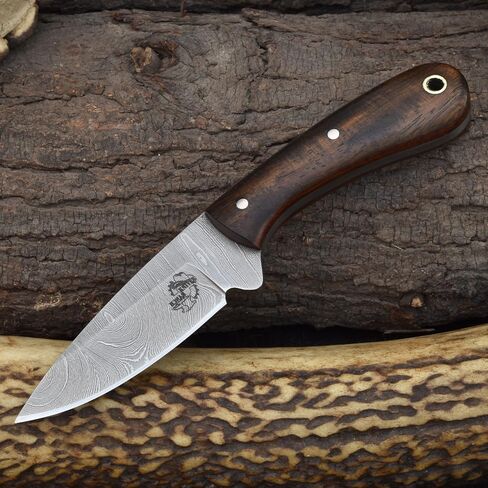 Knives Ranch Handmade Fixed Blade EDC Utility Knife - Full Tang Hunting Knife - Rosewood Handle - Horizontal Scout Carry Sheath (Snug Fit) in Saudi Arabia