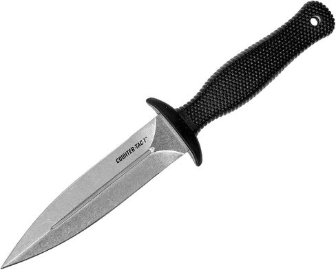 COLD STEEL COUNTER TAC I 5" Japanese AUS8A w/ Stonewash Finish Spear Point Fixed Blade Multi-Purpose Tactical Game Hunting Boot Knife, 4-1/2" Kray-Ex Handle, Weather-Resistant Secure-Ex Sheath in Saudi Arabia