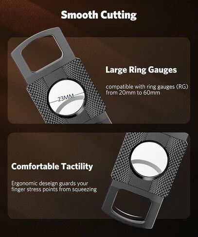 RONXS Cigar Lighter and Cutter Set, Adjustable Jet Flame Torch, Black in Kuwait
