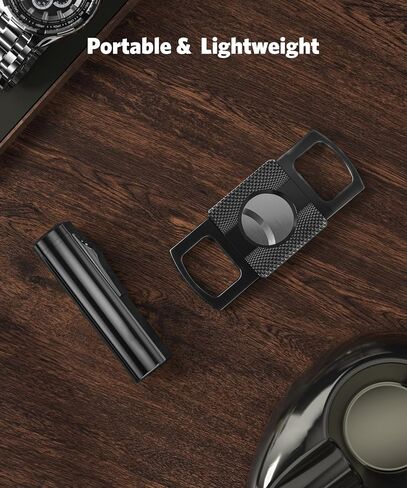 RONXS Cigar Lighter and Cutter Set, Adjustable Jet Flame Torch, Black in Kuwait