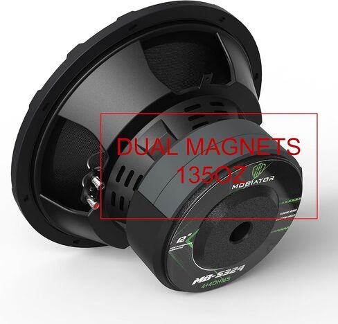 MOBIATOR-12 Inch Car Subwoofer 2000W Max 500W RMS, Dual Magnets(135Oz), 3 Inch Black Voice Coil, Dual Spider, 4 Ohm Heavy Gauge, Easy to Install, Black-S324 (MB-S324) in Saudi Arabia