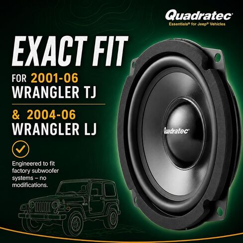 Quadratec Center Console Replacement Subwoofer - Fits Jeep Wrangler TJ 2001-2006 & Unlimited LJ 2004-2006 - 6.75-Inch 2 Ohm 200W Dual Voice Coil Plug and Play Direct-Fit Factory Sub Bass Speaker in Saudi Arabia