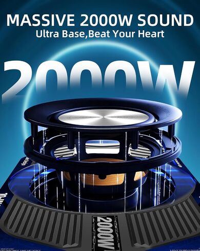 2000W 10 Inch Underseat Car Subwoofer and Amp Package, Slim Powered Under Seat Sub with Built-in Class D Amp and DSP, Blue LED Switch, Low Pass Filter, Bass Boost for Truck SUV in Saudi Arabia