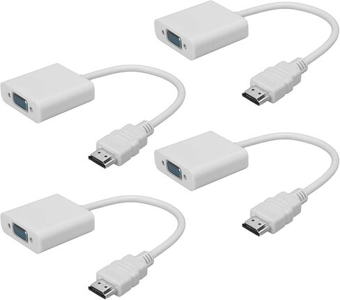 4 قطع كابل محول HDMI ذكر إلى VGA أنثى، محول فيديو 1080P لأجهزة الكمبيوتر المحمول لمراقبة جهاز العرض، محول HDMI عالي الوضوح إلى VGA مع شريحة IC مدمجة لـ HDCP in Kuwait