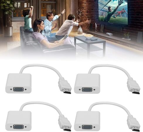 4 قطع كابل محول HDMI ذكر إلى VGA أنثى، محول فيديو 1080P لأجهزة الكمبيوتر المحمول لمراقبة جهاز العرض، محول HDMI عالي الوضوح إلى VGA مع شريحة IC مدمجة لـ HDCP in Kuwait