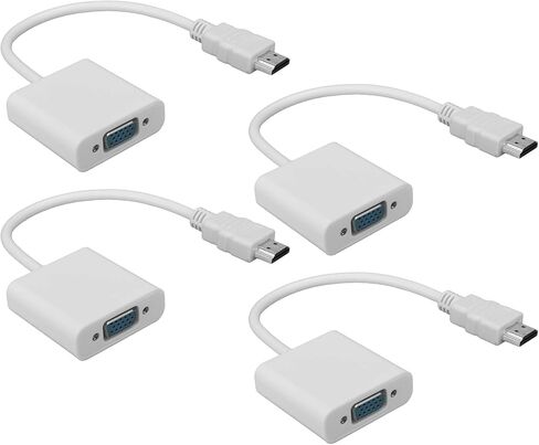 4 قطع كابل محول HDMI ذكر إلى VGA أنثى، محول فيديو 1080P لأجهزة الكمبيوتر المحمول لمراقبة جهاز العرض، محول HDMI عالي الوضوح إلى VGA مع شريحة IC مدمجة لـ HDCP in Kuwait