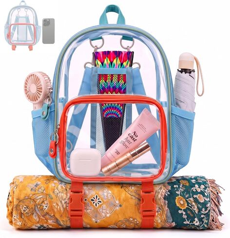 Mini Clear Backpack for Stadium Events Anti-Theft Small Festival Transparent bag with Fan Holder for Concerts, Rave in Kuwait