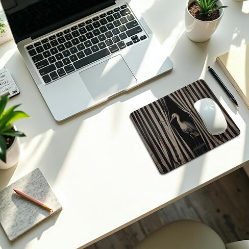Moody Crane Bird Mouse Pad, Modern Surreal Crane Bird Mouse Pads Mousepad for Desk Home Office Dorm Computers Laptop, Eclectic Elegant Bird Office Supplies Desk Accessories, 9.5x7.9 Inch in Kuwait