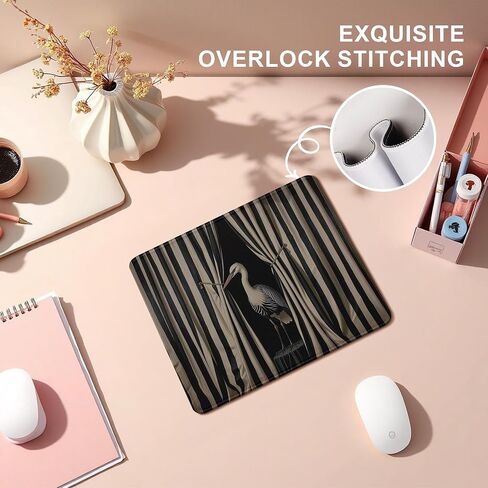 Moody Crane Bird Mouse Pad, Modern Surreal Crane Bird Mouse Pads Mousepad for Desk Home Office Dorm Computers Laptop, Eclectic Elegant Bird Office Supplies Desk Accessories, 9.5x7.9 Inch in Kuwait