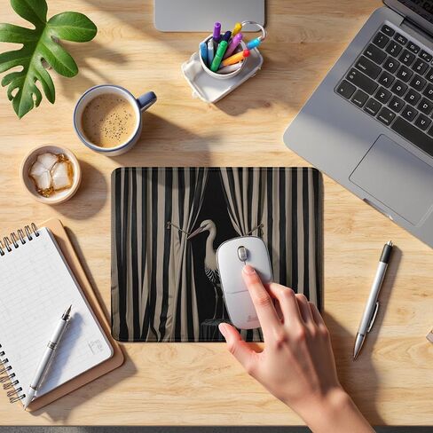 Moody Crane Bird Mouse Pad, Modern Surreal Crane Bird Mouse Pads Mousepad for Desk Home Office Dorm Computers Laptop, Eclectic Elegant Bird Office Supplies Desk Accessories, 9.5x7.9 Inch in Kuwait