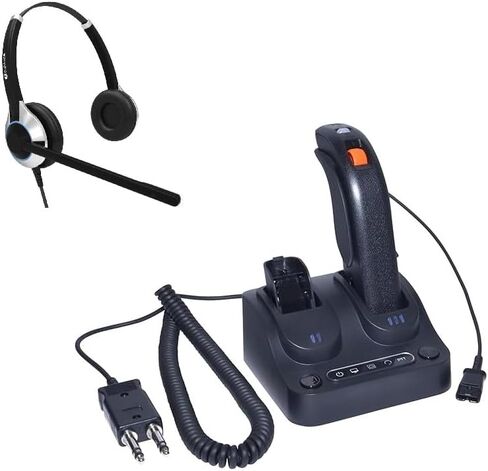 TruVoice JPL Scout 3100 Wireless DECT (PTT) Push-to-Talk Trigger and PJ-7 Adapter HD-550 Duo Headset Bundle for Public Safety Dispatch Consoles in Kuwait