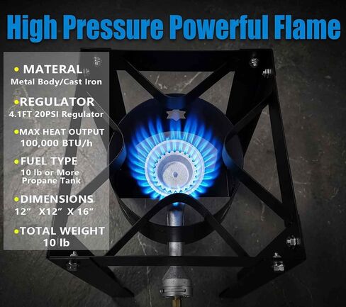 Horyanr Heavy Duty Single Propane Burner 100,000 BTU with 20 PSI Regulator in Kuwait