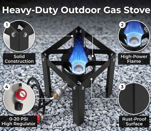 Horyanr Heavy Duty Single Propane Burner 100,000 BTU with 20 PSI Regulator in Kuwait