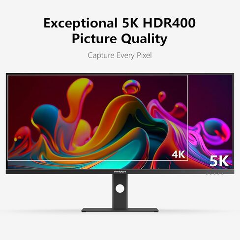 INNOCN 40 Inch 5K 5120 x 2160p Ultrawide Monitor for Laptop, 21:9, 100Hz, IPS, HDMI, DP, FreeSync, HDR400, USB-C, DeltaE＜2, Built-in Speakers, Height Adjustable, Black - 40C1U in Saudi Arabia