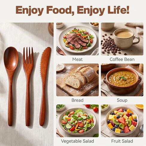 Ouligay 3pcs Wooden Utensil Set For Eating,Wooden Spoon Fork for Kitchen in Saudi Arabia