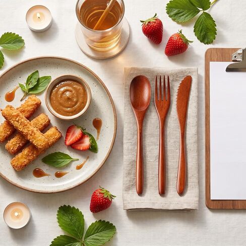 Ouligay 3pcs Wooden Utensil Set For Eating,Wooden Spoon Fork for Kitchen in Saudi Arabia