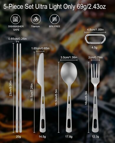 Titanium Ultralight Flatware Set, Fork, Spoon and Knife Chopsticks with Bag in Saudi Arabia