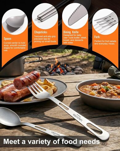 Titanium Ultralight Flatware Set, Fork, Spoon and Knife Chopsticks with Bag in Saudi Arabia