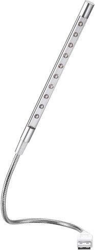 Keyboard Light Laptop Lamp USB LED Lights, 10 Lamp Beads LED Light Flexible Stick Long Geeseneck Lamp, Silver Tone in Saudi Arabia