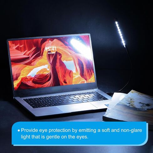 Keyboard Light Laptop Lamp USB LED Lights, 10 Lamp Beads LED Light Flexible Stick Long Geeseneck Lamp, Silver Tone in Saudi Arabia