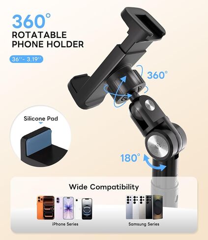 Overhead Phone Stand for Video Recording, Floor Stand Heavy Duty 360° Adjustable Boom Arm Phone Mount with Weighted Base for Cooking, Craft, Drawing, Live Streaming, Compatible with iPhone & Android in Saudi Arabia