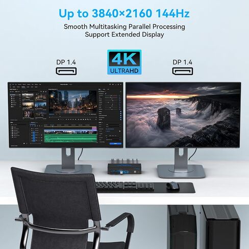 8K DisplayPort KVM Switch 2 Monitors 2 Computers, 4K@144Hz Dual Monitor KVM in Saudi Arabia