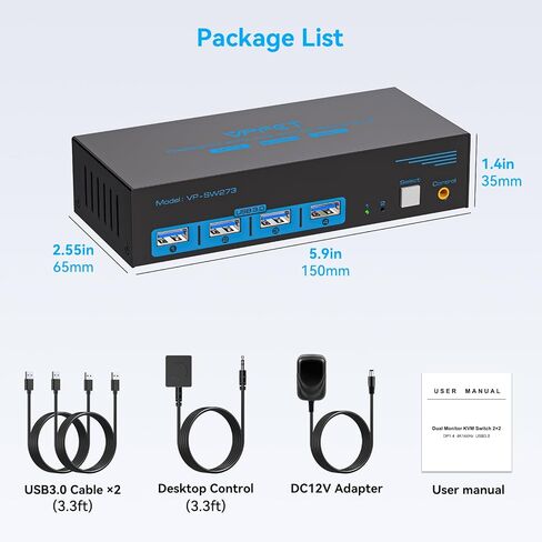 8K DisplayPort KVM Switch 2 Monitors 2 Computers, 4K@144Hz Dual Monitor KVM in Saudi Arabia