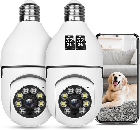 UPULTRA Light Bulb Security Camera Outdoor 2packs HD Wireless 5GHz/2.4GHz WiFi Home IP Cameras E27 360 Degree Panoramic,Motion Detection and Alarm,Two-Way Audio,Night Vision in Saudi Arabia