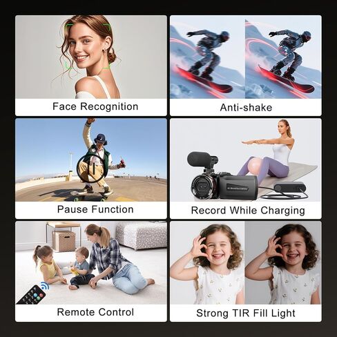 4K 64MP Dual Lens Video Camcorder for Vlogging YouTube, 3.0" Flip Screen Digital Camera Recorder, 18X Digital Zoom Camcorder Kit with External Stereo Microphone, Remote, 64GB Card & 2 Batteries in Kuwait
