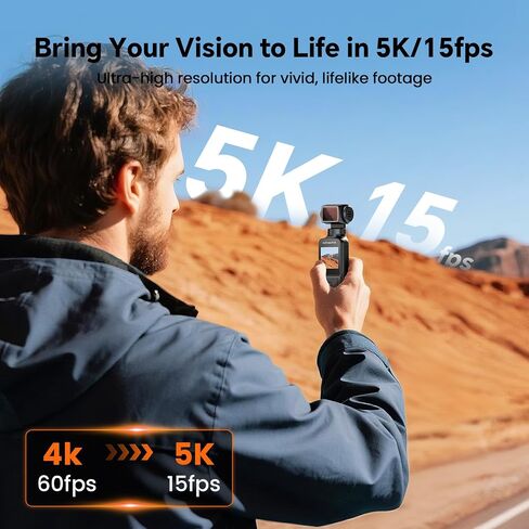 5K Body Camera with Audio, 270° Rotating Lens, External Mic, and EIS Stabilization – 4K/60FPS Z14 Vlogging Camera for Daily Recording and Personal Record (Black) in Kuwait
