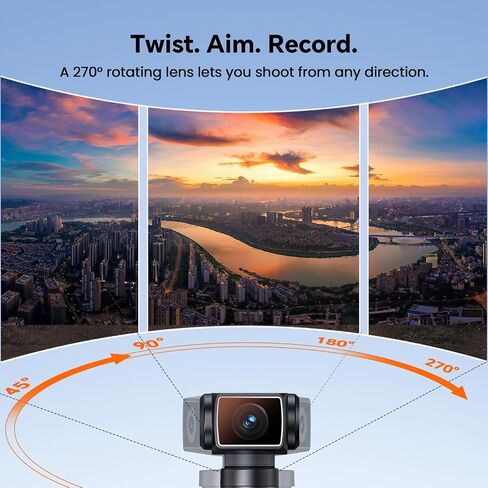 5K Body Camera with Audio, 270° Rotating Lens, External Mic, and EIS Stabilization – 4K/60FPS Z14 Vlogging Camera for Daily Recording and Personal Record (Black) in Kuwait