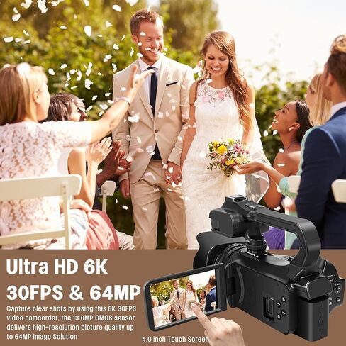 6K 64MP Camcorder Video Camera IR Night Vision Vlogging for YouTube in Saudi Arabia