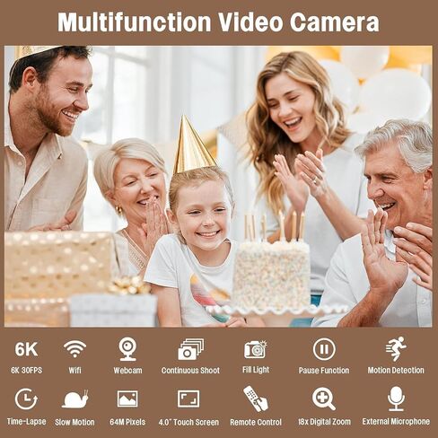 6K 64MP Camcorder Video Camera IR Night Vision Vlogging for YouTube in Saudi Arabia