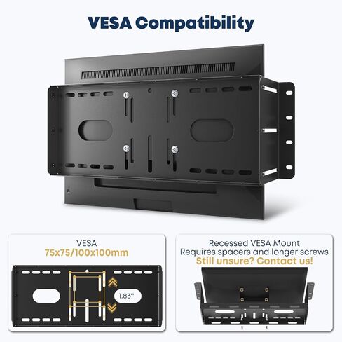 4U Rack Mount VESA Monitor Bracket - Fits 19 Inch Server Rack Cabinet, Universal VESA LCD Monitor Mount Fits 75x75 & 100x100mm, Adjustable Depth Steel Rackmount Display Bracket, Black, SPSVR-M01 in Kuwait