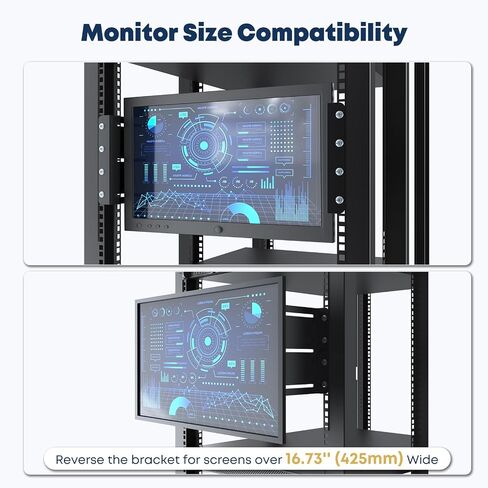 4U Rack Mount VESA Monitor Bracket - Fits 19 Inch Server Rack Cabinet, Universal VESA LCD Monitor Mount Fits 75x75 & 100x100mm, Adjustable Depth Steel Rackmount Display Bracket, Black, SPSVR-M01 in Kuwait