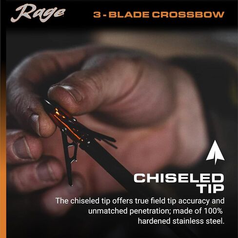 RAGE 3 Blade Chisel Tip X Crossbow Broadhead 1.6" Cut, Orange (60200) in Kuwait