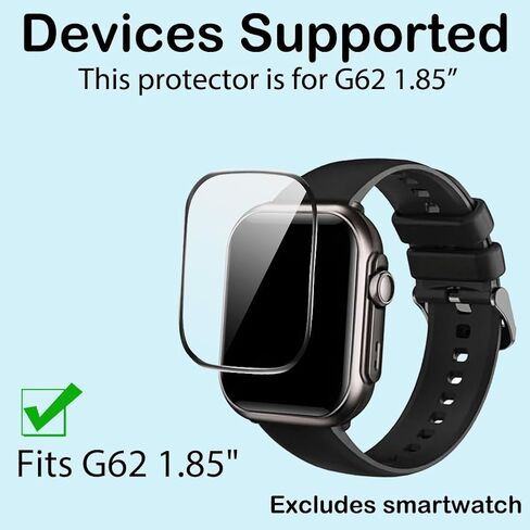 Screen Protector for G62 1.85 Inch Smartwatch, PMMA, 3 Pack, 9H Hardness, Anti-Shatter, Glossy in Saudi Arabia