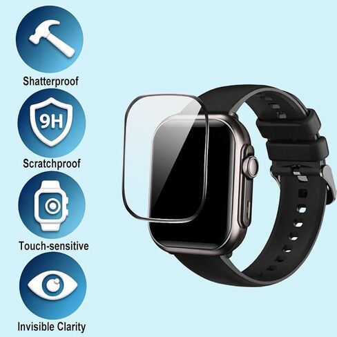 Screen Protector for G62 1.85 Inch Smartwatch, PMMA, 3 Pack, 9H Hardness, Anti-Shatter, Glossy in Saudi Arabia