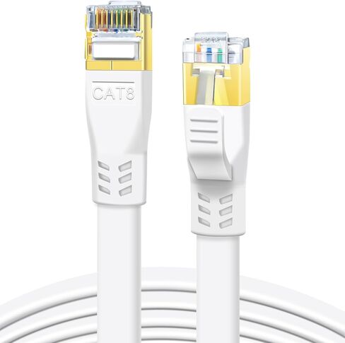 DDMALL CAT 8 Ethernet Cable (10ft+20ft), High Speed 40Gbps 2000MHz 26AWG Shielded Flat Heavy Duty S/FTP CAT8 Internet Network LAN Patch Cord for Xbox, PS5, PS4, Gaming, Router, Modem, Switch in Kuwait