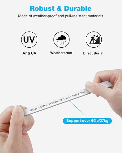 DDMALL CAT 8 Ethernet Cable (10ft+20ft), High Speed 40Gbps 2000MHz 26AWG Shielded Flat Heavy Duty S/FTP CAT8 Internet Network LAN Patch Cord for Xbox, PS5, PS4, Gaming, Router, Modem, Switch in Kuwait