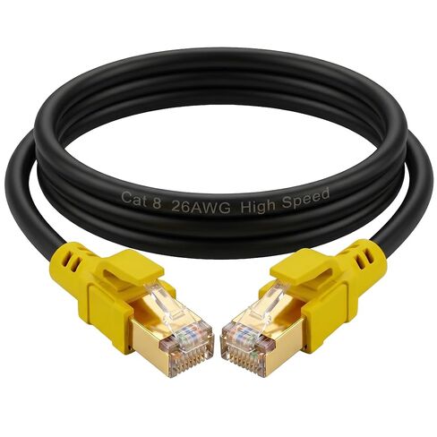 Cat 8 Ethernet Cable 20ft/6m, 26AWG Lastest 40Gbps 2000Mhz SFTP Patch Cord, Heavy Duty High Speed Cat8 LAN Network RJ45 Cable- in Wall, Outdoor,Weatherproof Rated for Router, Modem, Gaming in Kuwait