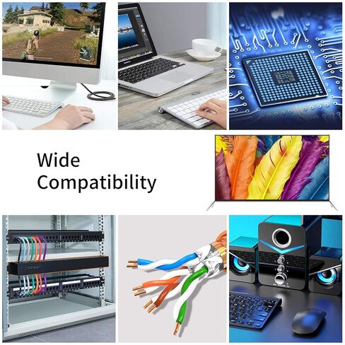 Cat 8 Ethernet Cable 20ft/6m, 26AWG Lastest 40Gbps 2000Mhz SFTP Patch Cord, Heavy Duty High Speed Cat8 LAN Network RJ45 Cable- in Wall, Outdoor,Weatherproof Rated for Router, Modem, Gaming in Kuwait