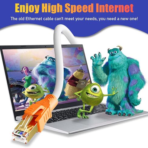 كابل توصيل إيثرنت Soibke Cat 8 بطول 65 قدم، سرعة عالية 40 جيجابت في الثانية 2000 ميجاهرتز، أبيض in Kuwait