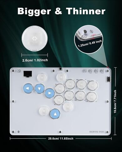 Leverless Controller Arcade Stick CosmoxGaming T16-C: Leverless Arcade Stick with Turbo,Leverless Controller for PC/PS3/PS4/Switch Game,Crystal Low-Profile Switch Arcade Stick Support Hot Swap & SOCD in Kuwait