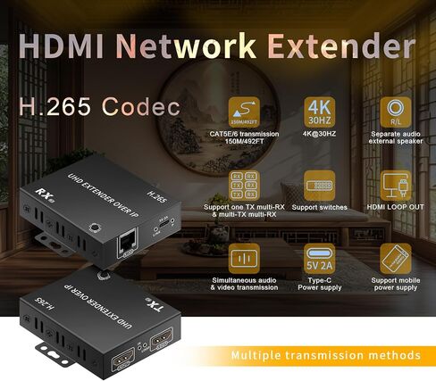 4K HDMI Over Ethernet Extender TCP/IP 492ft in Saudi Arabia