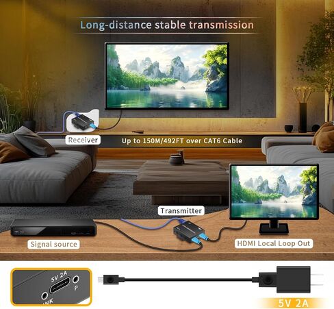 4K HDMI Over Ethernet Extender TCP/IP 492ft in Saudi Arabia