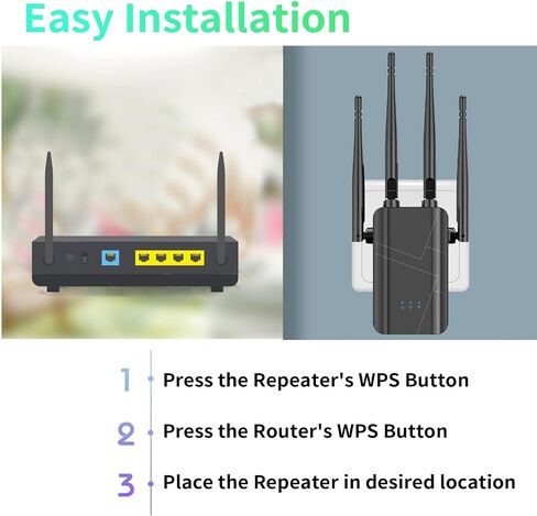 2026 WiFi Extender Signal Booster, Long Range Internet Extender WiFi Booster for Home Wireless Router Amplifier w/Ethernet Port, Best Wi-Fi Repeater Support Most Devices, Network Extender, 1-Tap Setup in Kuwait