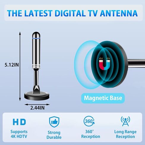 Antenna for Smart TV,9.71FT Air Channels Antenna,Long Range Reception Supports 4k 1080p for TVs and Long Cable with 108Miles,Easy Installation Antennas in Saudi Arabia